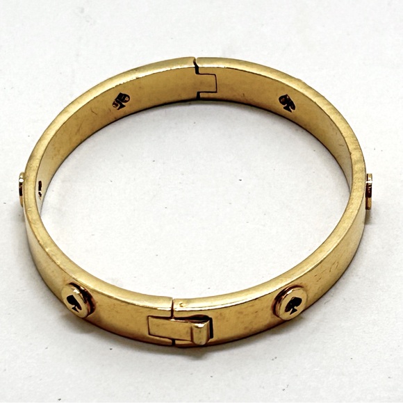 Kate Spade, Gold Hinged Bangle Bracelet With Tiny Cut Out Spades - Picture 3 of 7